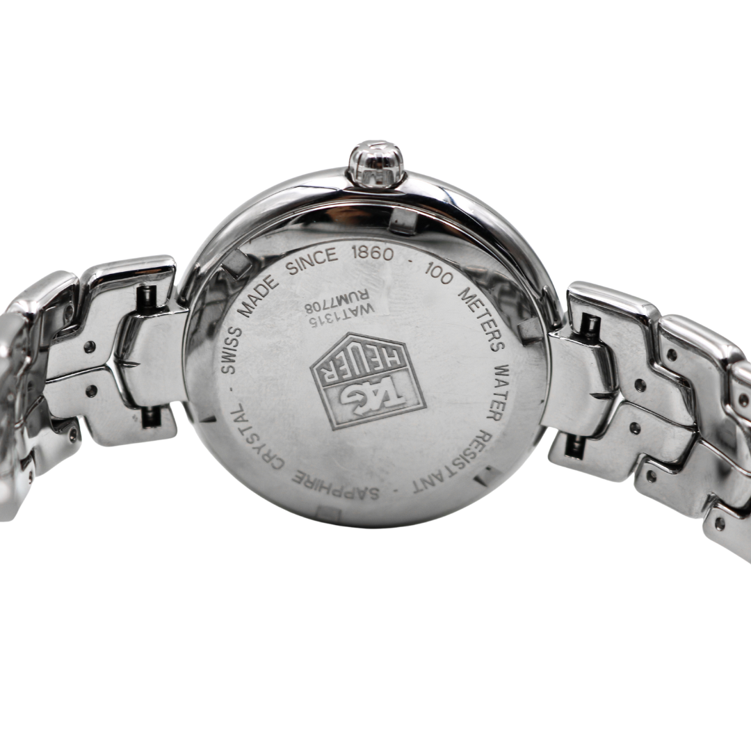 Back view of the TAG Heuer Link Ladies Watch, displaying the case back and movement.